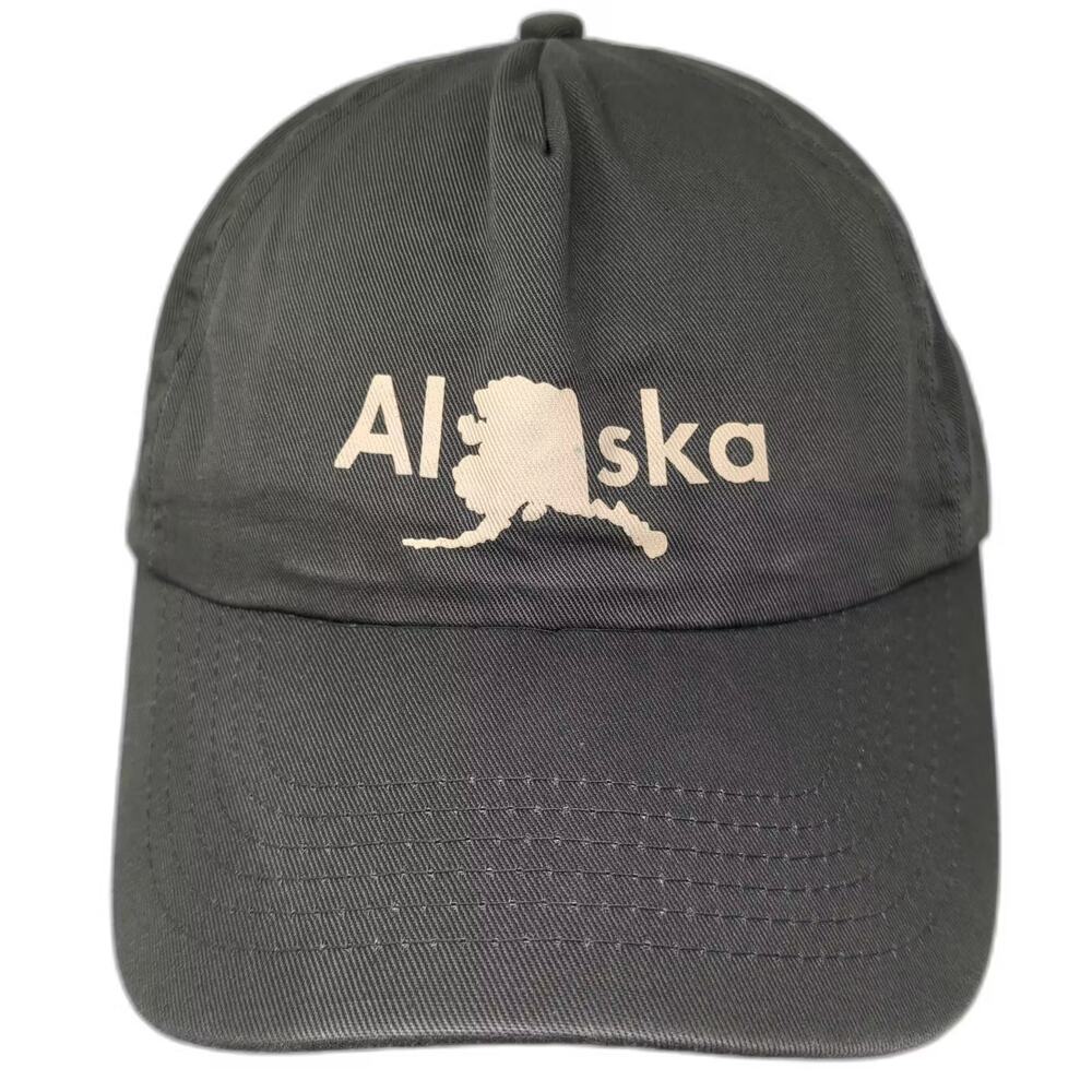 Arctic Circle Enterprises 5 Panel Hat Green Beige Alaska Map One Size Snapback